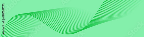 Abstract background with lines and waves. Web banner size. Element for design isolated. Vector background for brochure, booklet, flyer, poster. Green gradient. Nature, eco, vegan