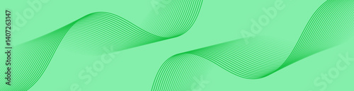 Abstract background with lines and waves. Web banner size. Element for design isolated. Vector background for brochure, booklet, flyer, poster. Green gradient. Nature, eco, vegan