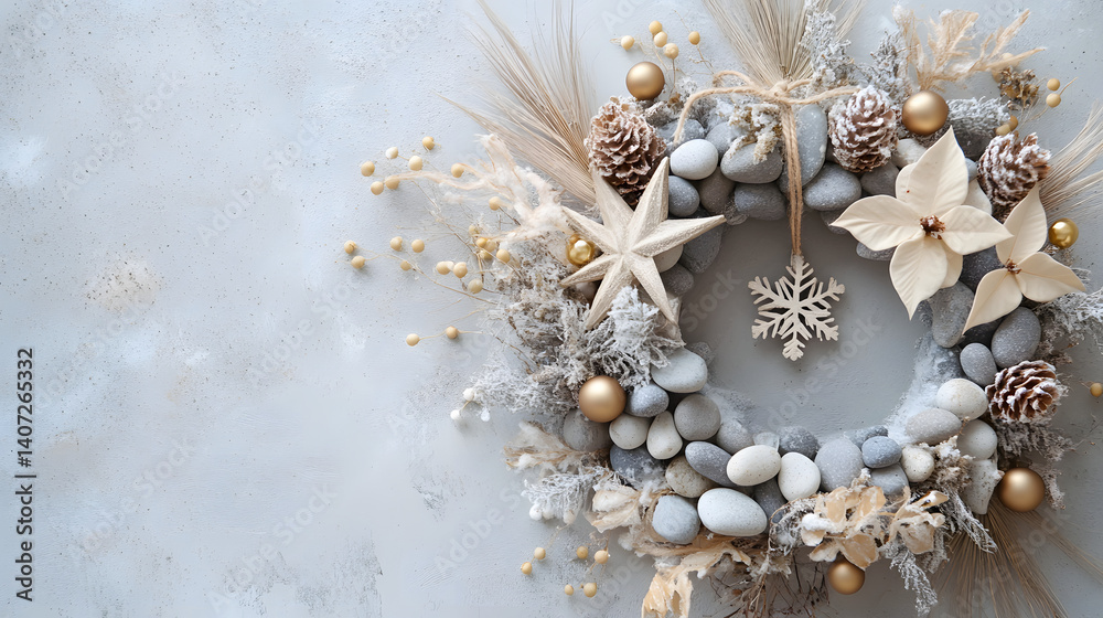 Naklejka premium Minimalist Christmas，christmas, decoration, christmas tree,holiday, xmas,winter, decorations, celebration, presents,gift, Santa Claus，ornaments，new year，december，seasonal，gift