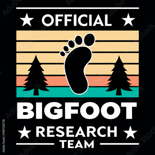 Official Bigfoot Research Team Retro Sunset T-Shirt for Believers