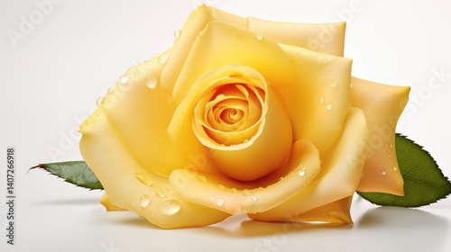 Fototapeta Naklejka Na Ścianę i Meble -  bloom yellow rose white background