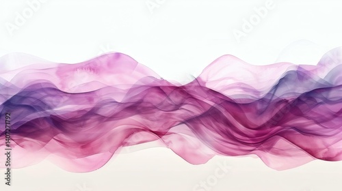 Abstract watercolor wave illustration with flowing shapes in hues of purple and burgundy