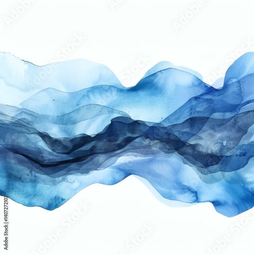 Wallpaper Mural Abstract Wave Watercolor Background in Various Shades of Blue - Modern Artistic Design Torontodigital.ca
