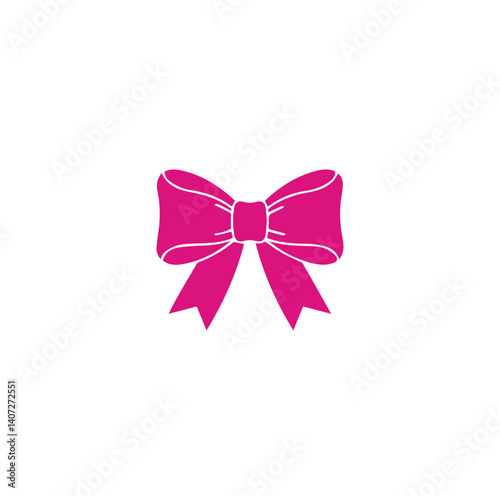 pink bow isolated on white silhouette 