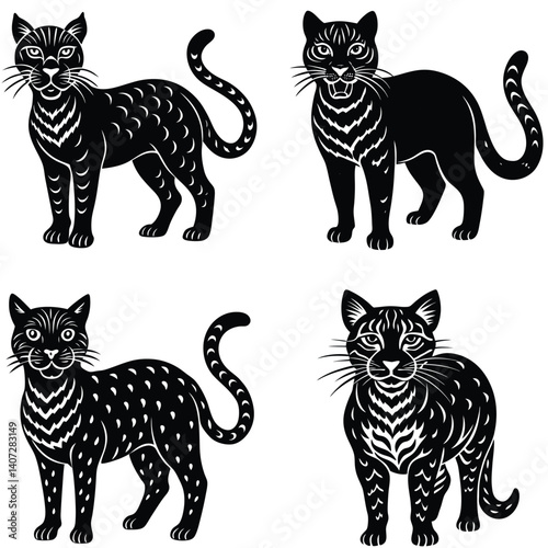 Wild Cat Vector Silhouetted Bundle Set Collection