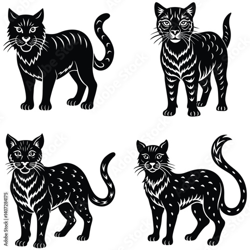 Wild Cat Vector Silhouetted Bundle Set Collection