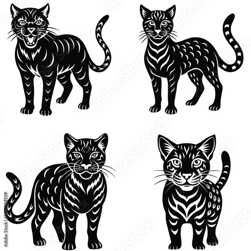 Wild Cat Vector Silhouetted Bundle Set Collection