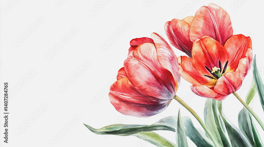 Fototapeta premium Elegant wedding invitation card background vector. Minimal hand painted watercolor botanical flowers texture template background. Design for wedding, vip cover, poster, rsvp moderncard.Valentine's Day
