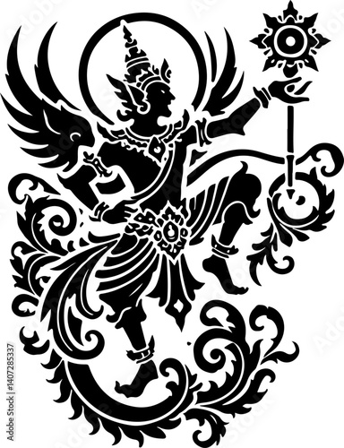 sketch vector illustration silhouette design icon logo symbol mascot warrior mythology classic vintage devil knight wayang ethnic traditional vintage classic  