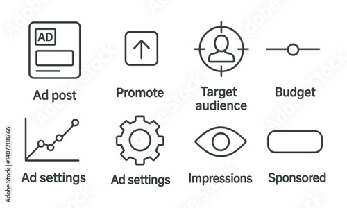 outline vector icons of phone notifications: bell, message alert, calendar reminder, email alert, social media alert, push notification, app badge, silent mode. No text. The icons should be clean.