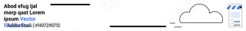 Cloud icon connecting with a file and lines, representing data sync and digital storage. Ideal for tech innovation, cloud management, data transfer, apps, networks, communication, simple landing page