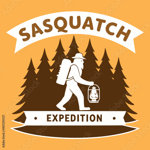 Sasquatch Expedition Retro Style T-Shirt for Bigfoot Believers and Hikers