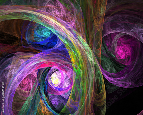 Obraz na płótnie Fractal colored abstract on black background w salonie