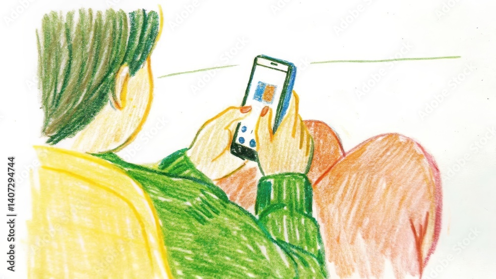 Person using smartphone while sitting on a chair