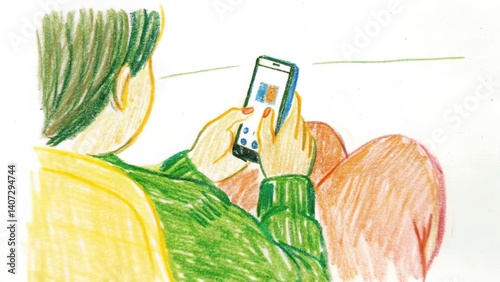 Obraz na płótnie Person using smartphone while sitting on a chair w salonie