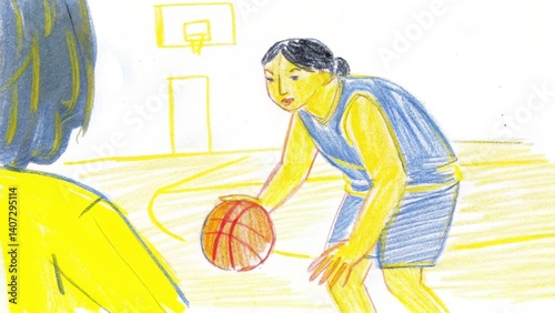 Obraz na płótnie Person playing basketball with determination in sports hall w salonie