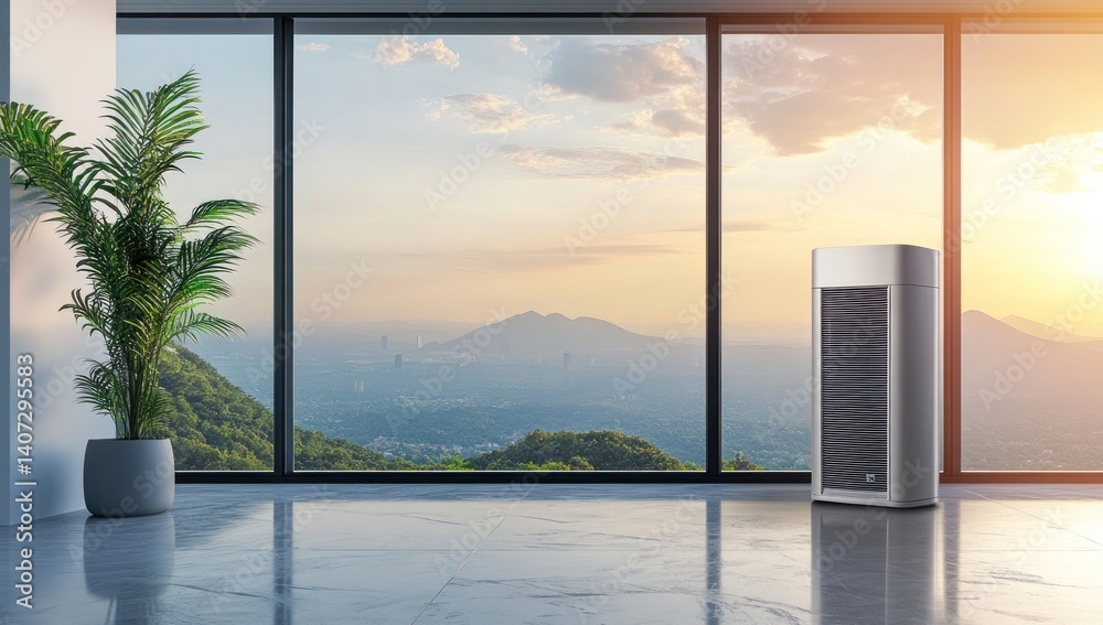 Fototapeta premium Modern Air Purifier with Mountain View