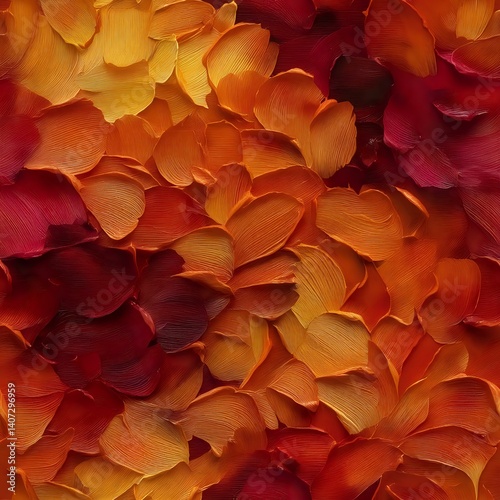 Seamless Warm Orange Red Yellow Brown Thick Impasto Paint Brushstroke Surface Macro Closeup