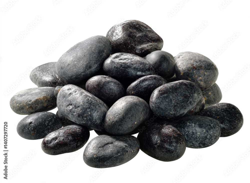 Pile of smooth black rocks on a transparent background Pile of smooth black rocks on a transparent background