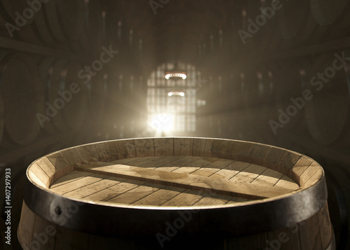 Wooden Distellery Barrel Stage photo
