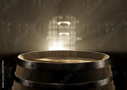 Wooden Distellery Barrel Stage photo