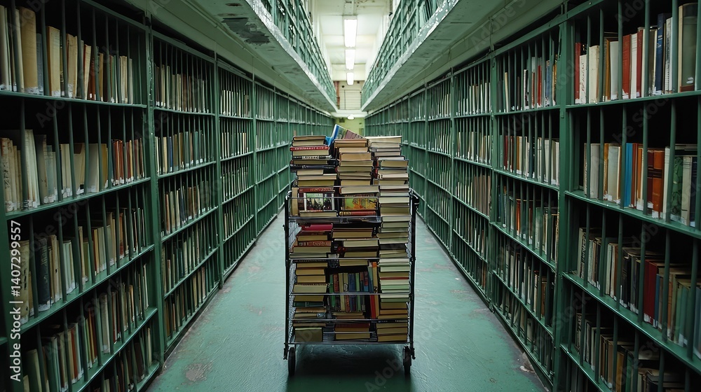 Obraz premium library prison book