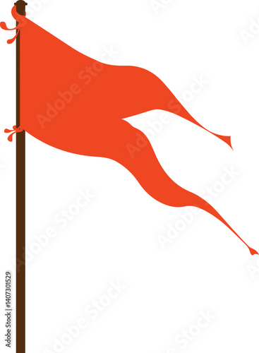 Bhgwa Dhwaj Flag with Vibrant kesariya color Waves, Religious Flag for hindu graphic illustration.