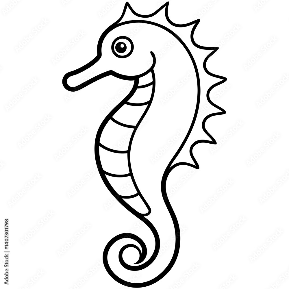 Fototapeta premium Seahorse Silhouette in Clean Line Art