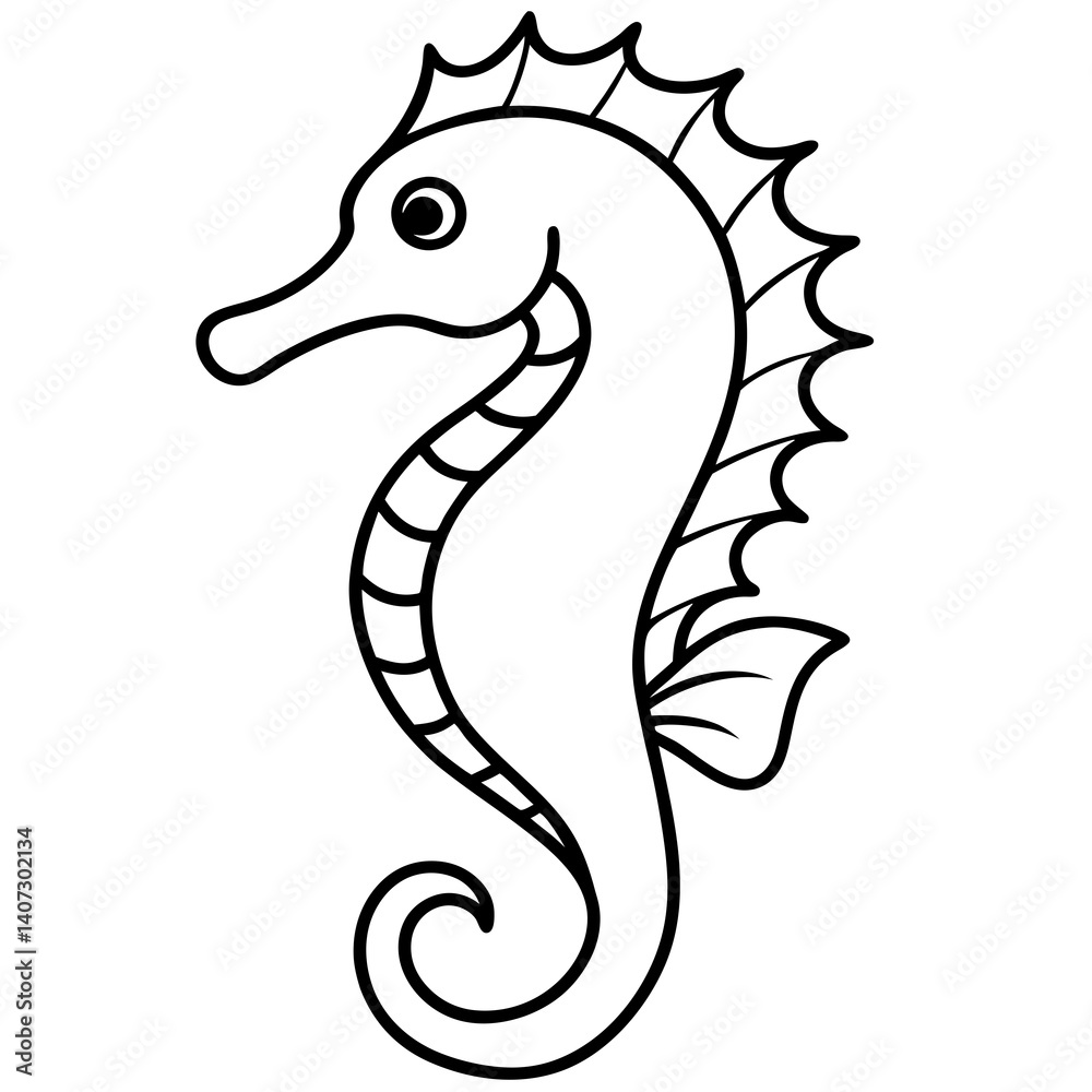 Fototapeta premium Seahorse Silhouette in Clean Line Art