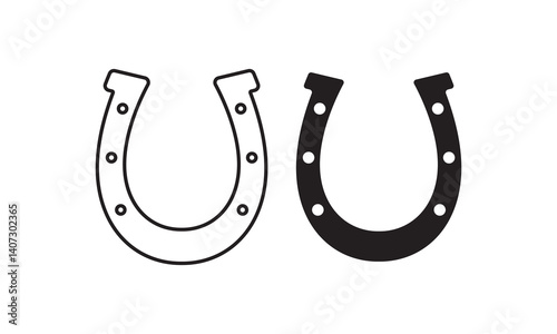 Horseshoe Icon – Black Silhouette Vector of Lucky U-Shaped Iron Symbol