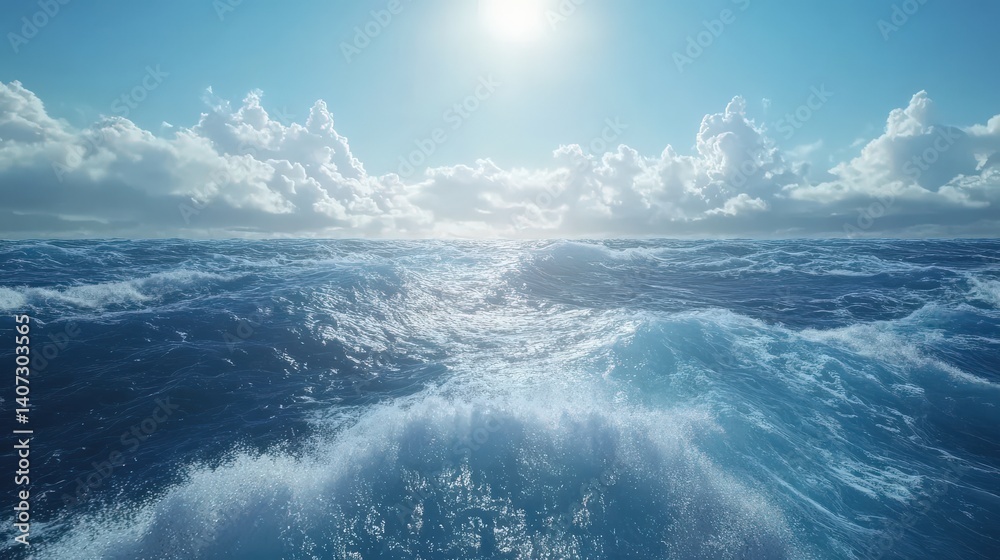 Fototapeta premium Gentle ocean waves, soft blue tones, calming ripple, seamless loop