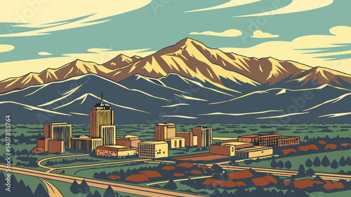 Aerial view of the Rocky Mountains and Denver – Colorado, USA
