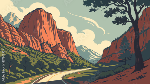Scenic drive through Zion National Park – Utah, USA
