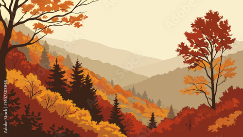 Fall scene at Great Smoky Mountains with misty mornings – Tennessee, USA
