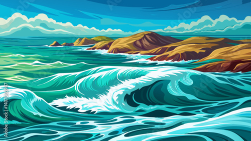 natural texture of agitated sea surface