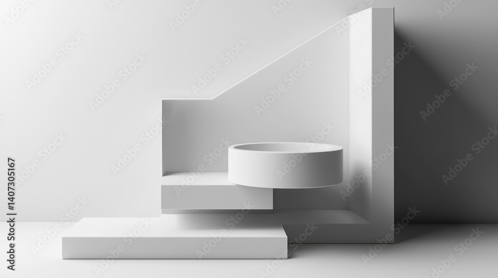 Abstract white geometric podium display