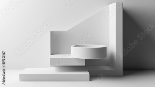 Obraz na płótnie Abstract white geometric podium display w salonie