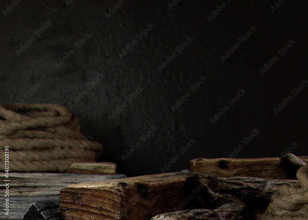 Indoor Stage Of Wood And Rope