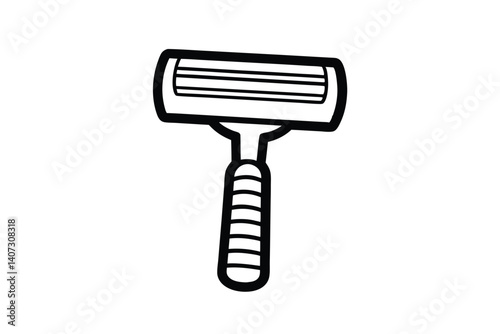 Isolated Razor Illustration In Black And White Minimalist Style Depicting Personal Care Item And Shaving Routine Equipment For Icon Design