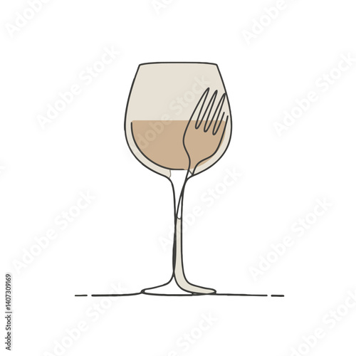 Wine Glass and Fork Illustration