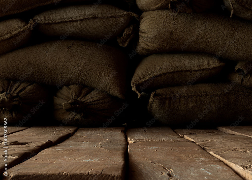 Indoor Wood Floor And Hessian Sack Stage
