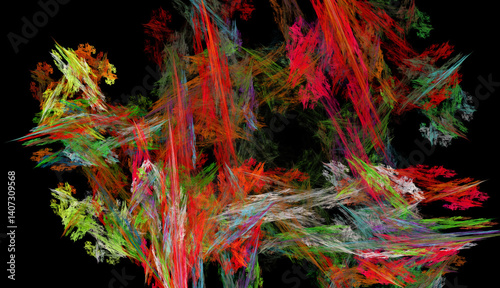 Obraz na płótnie Fractal colored abstract on black background w salonie