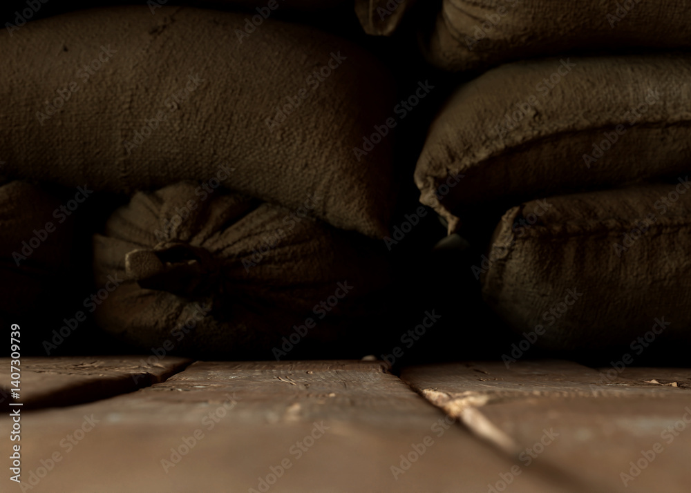 Indoor Wood Floor And Hessian Sack Stage