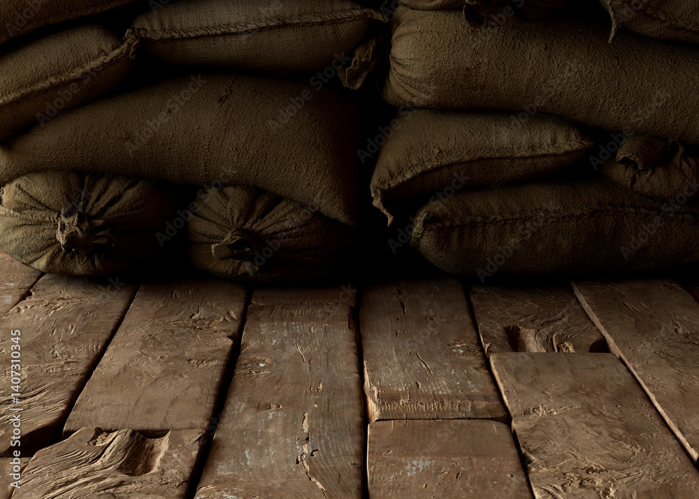 Indoor Wood Floor And Hessian Sack Stage