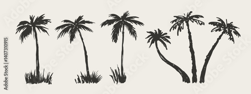 Wallpaper Mural Hand drawn palm trees. Sketch palms. Design for logo, brand, card, book illustration, business identity. Vector icon. Torontodigital.ca