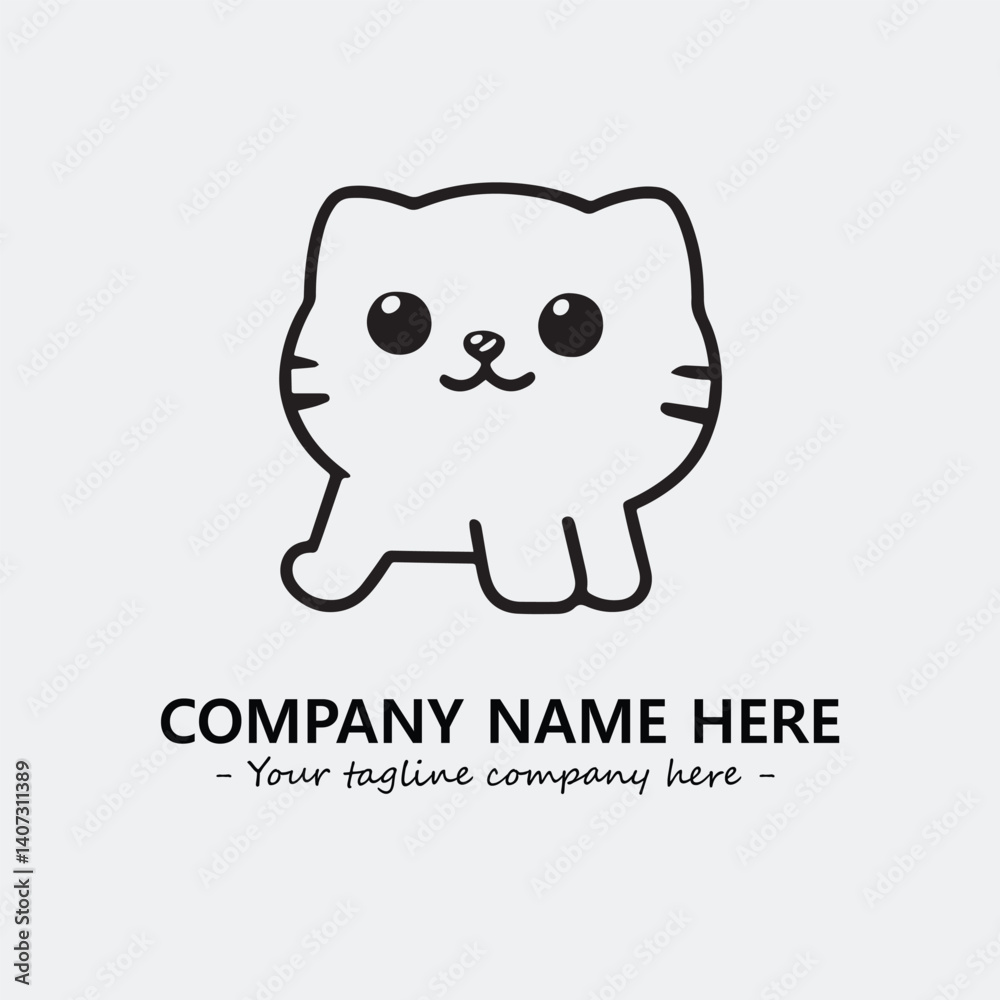 Obraz premium Cat illustration black and white for logo company vector image