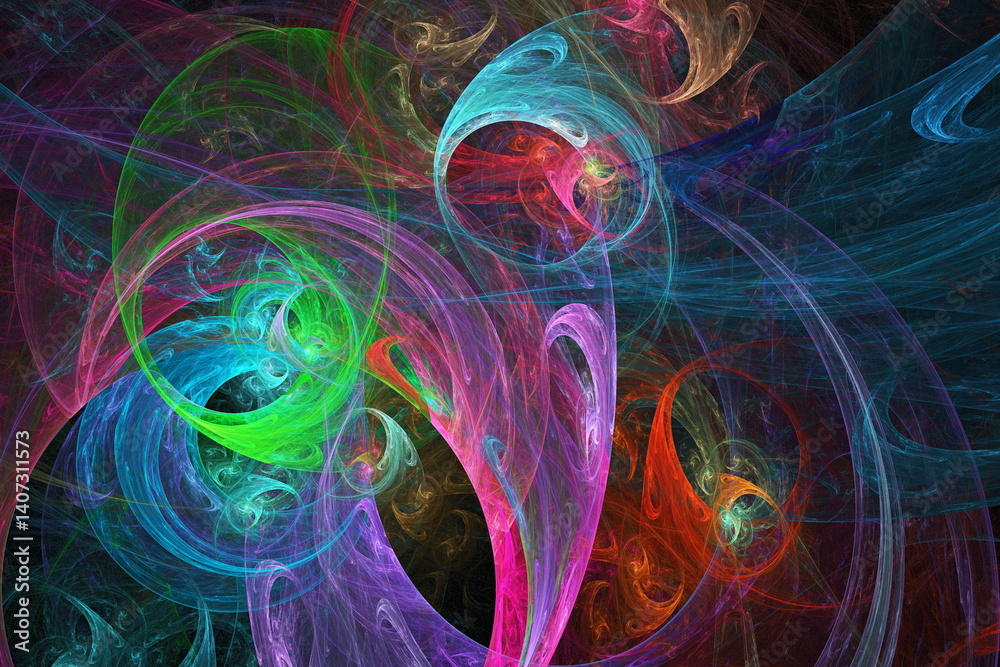 Fractal colored abstract on black background