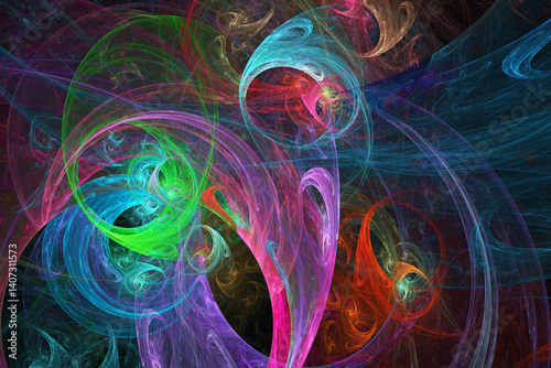Obraz na płótnie Fractal colored abstract on black background w salonie