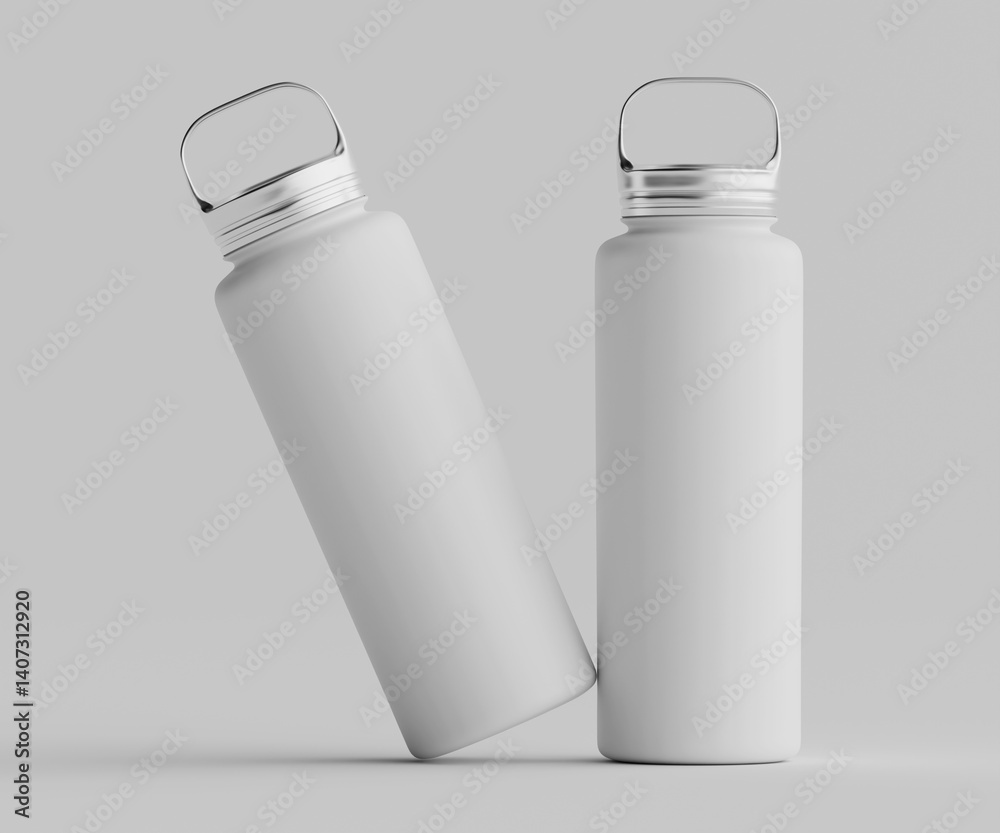 Insulated water bottle white color 3D render illustration for mockup collection Insulated water bottle white color 3D render illustration for mockup collection