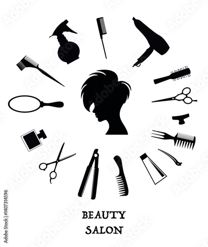 Hairdressing beauty salon icons collection .eps